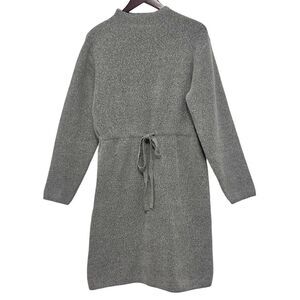 Shop Stevie Sweater Dress Mock Neck Tie Waist Heather Gray Size Large